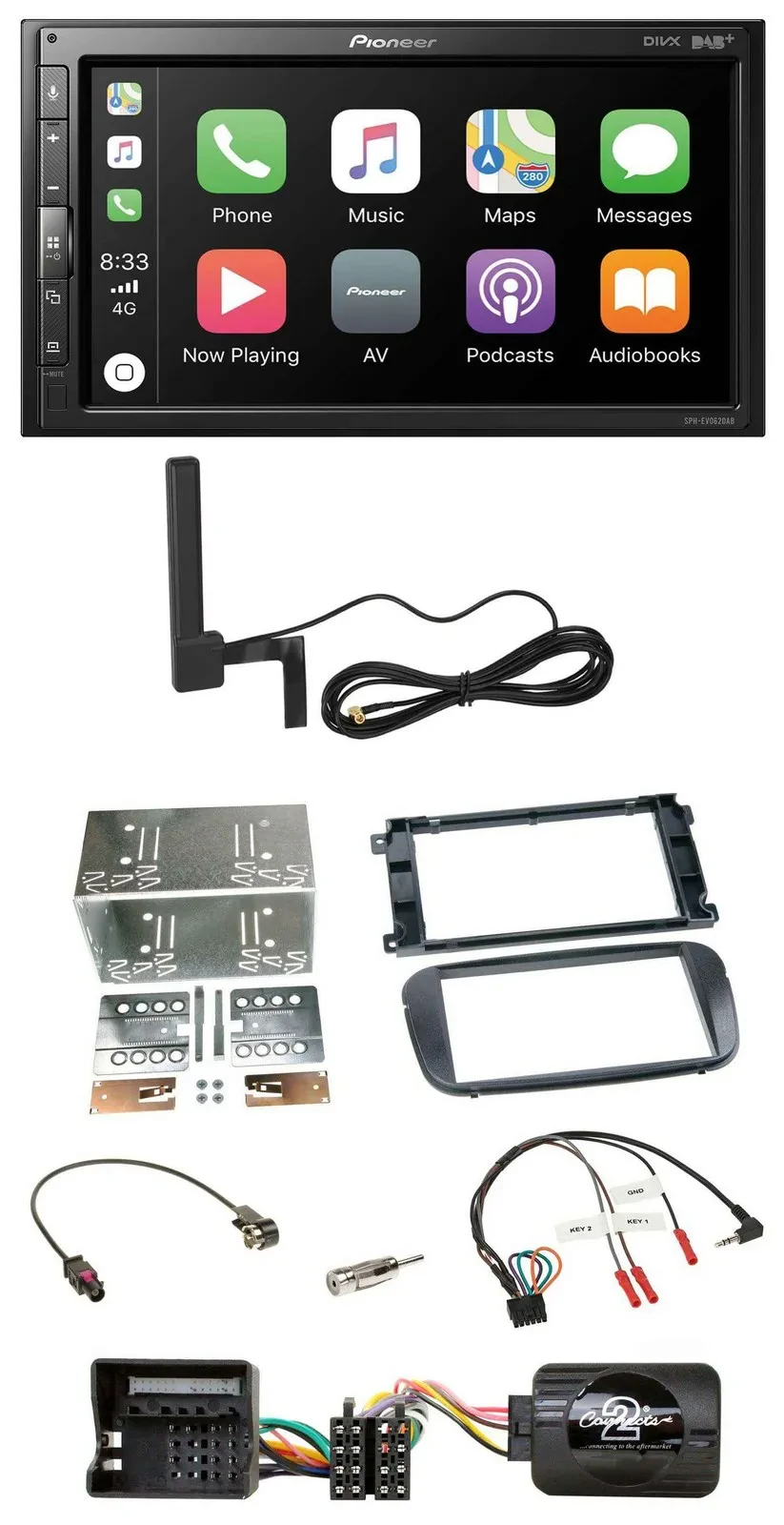 Pioneer USB 2DIN Bluetooth DAB Lenkrad Autoradio für Ford S-Max Mondeo 07-14 Pro