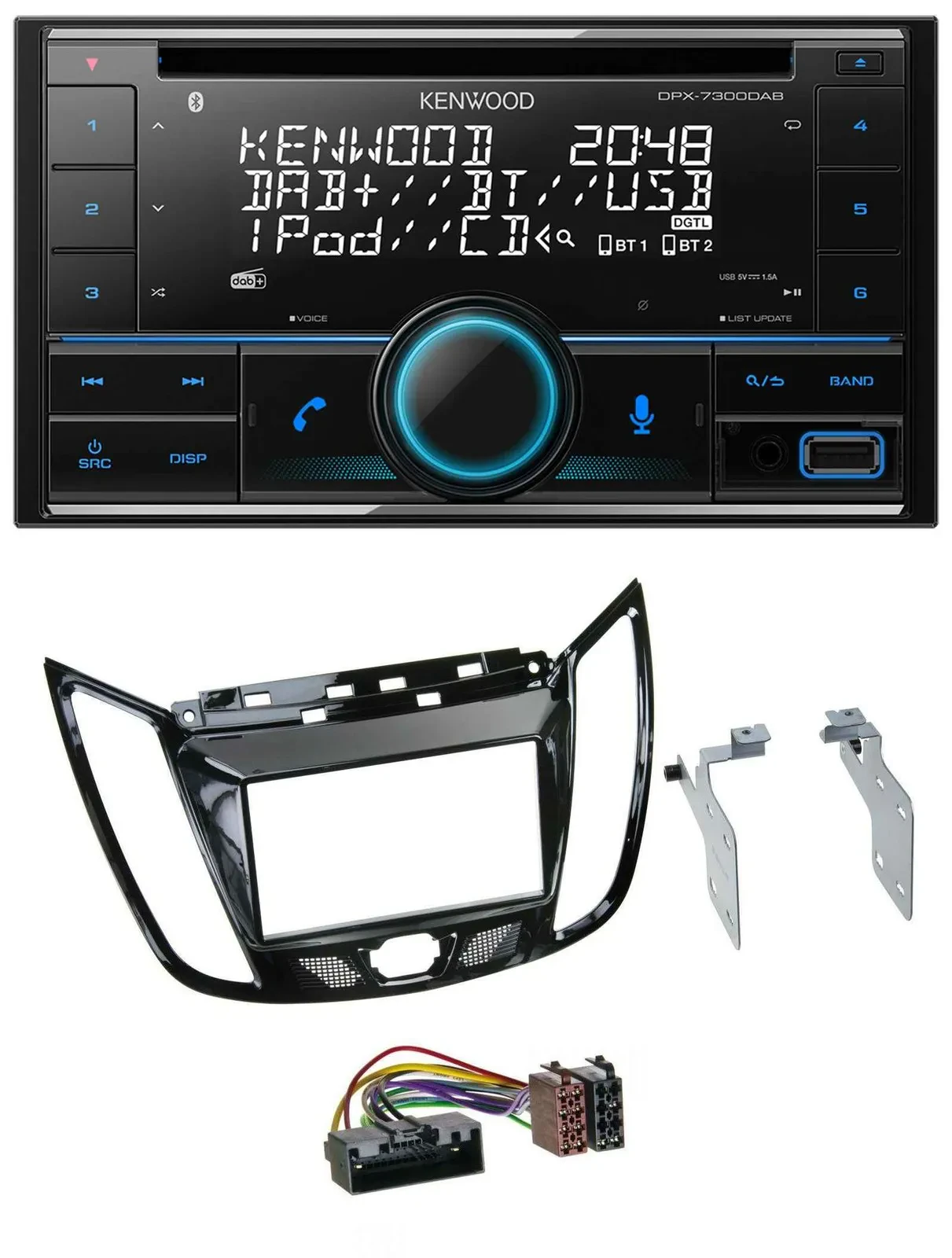 Kenwood CD 2DIN DAB USB MP3 Bluetooth Autoradio für Ford C-Max Kuga Klavierlack