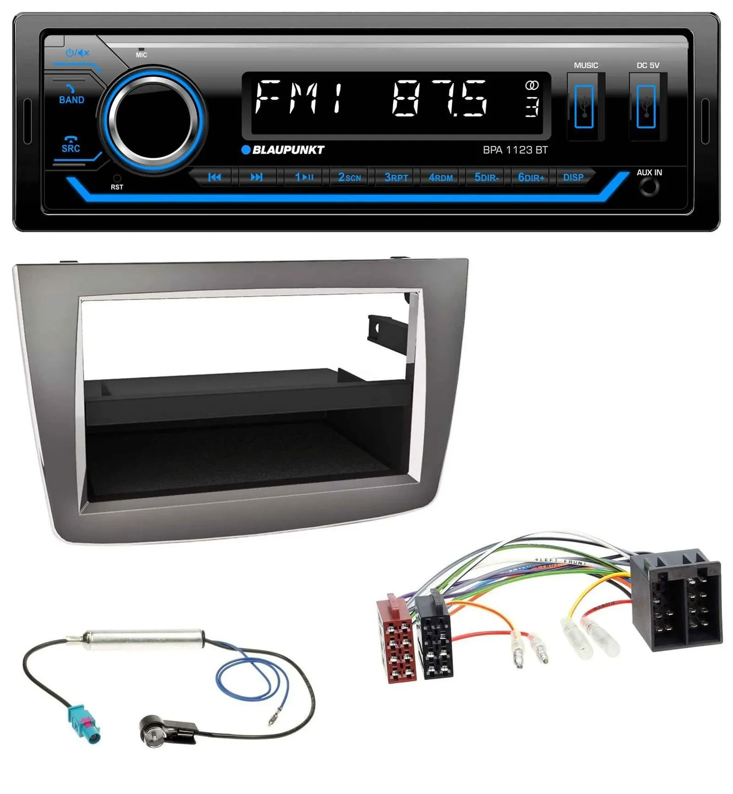 Blaupunkt MP3 Bluetooth USB AUX Autoradio für Alfa Romeo MiTo 955 08-14 ISO dunk