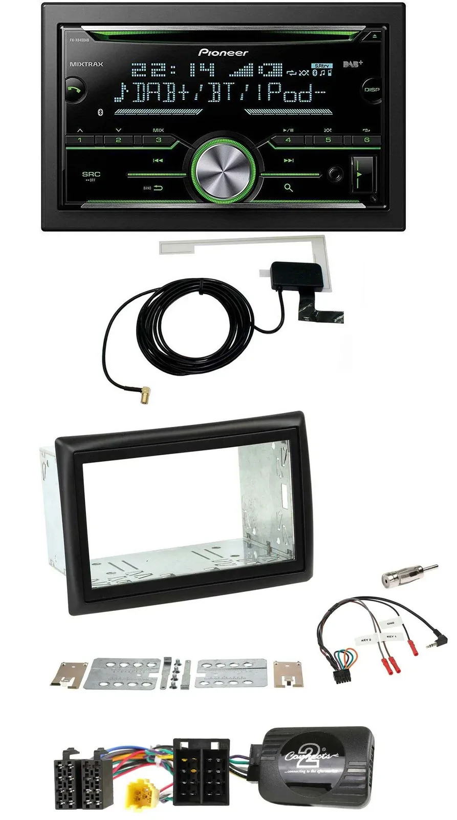 Автомагнитола для Renault Megane II Pioneer 2 DIN, CD, USB, Bluetooth, DAB, поддержка управления на руле