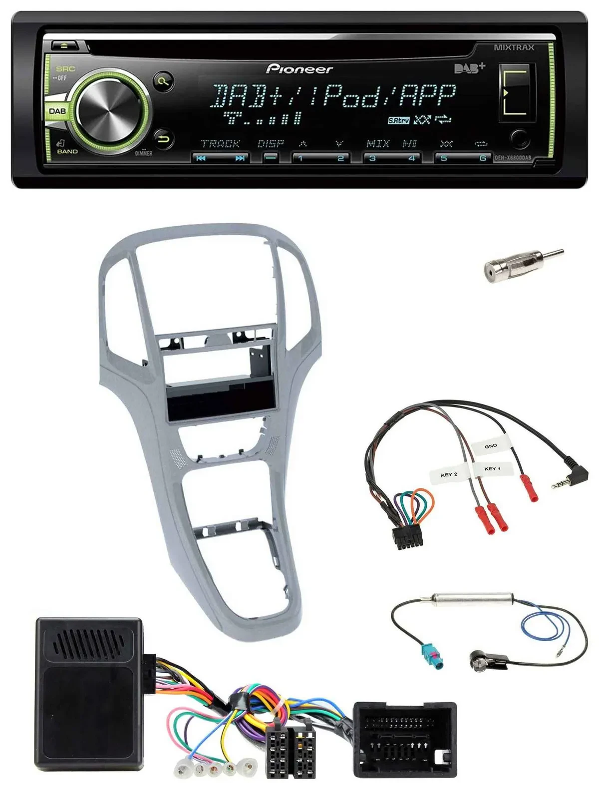 Pioneer DAB USB MP3 Lenkrad CD Autoradio für Opel Astra J 09-16 Platin silber