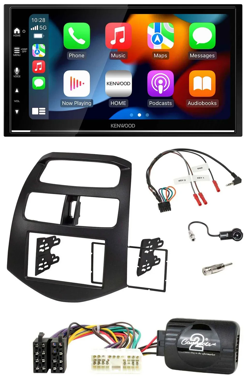 Автомагнитола для Chevrolet Spark 2012–2020 Kenwood 2-DIN, DAB, USB, Bluetooth, управление с руля