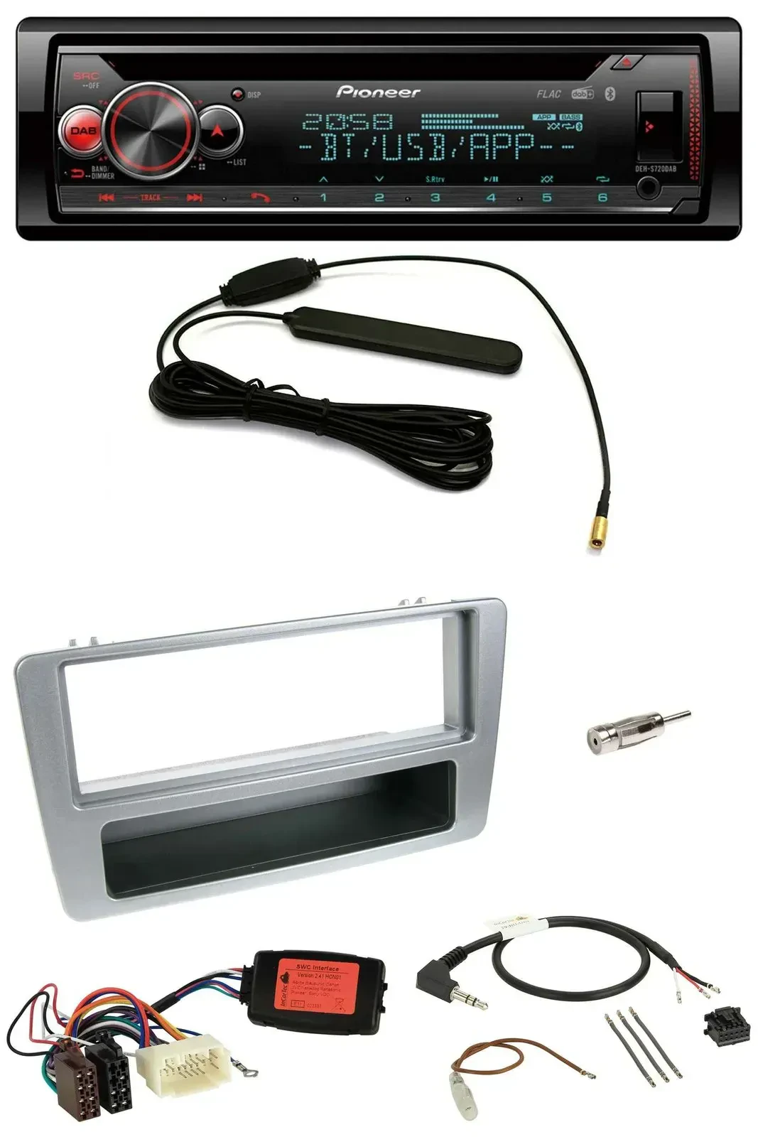 Автомагнитола Pioneer USB, CD, Bluetooth, DAB, серебристая, для Honda Civic 2001–2003, совместима с кнопками на руле