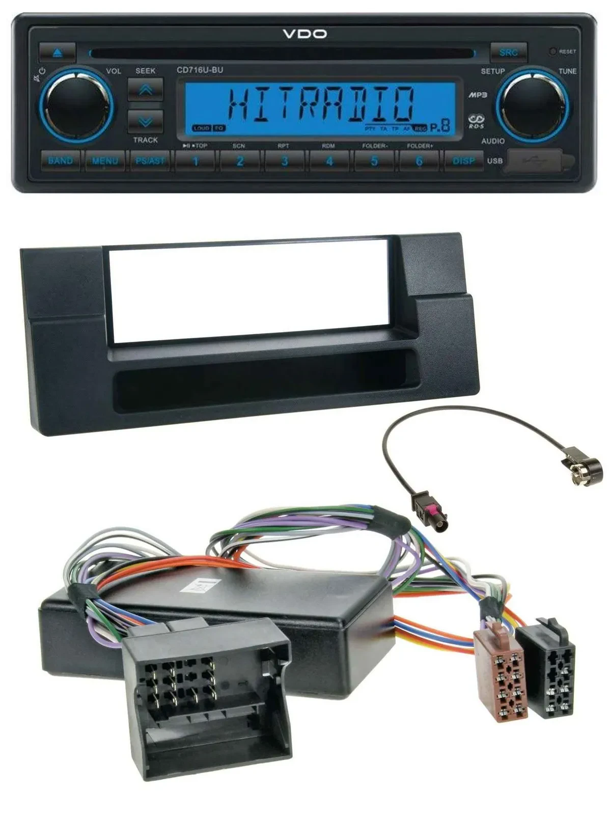 VDO AUX MP3 1DIN CD USB Autoradio für BMW X5 E53 5er E39 Ablagefach Quadlock Akt