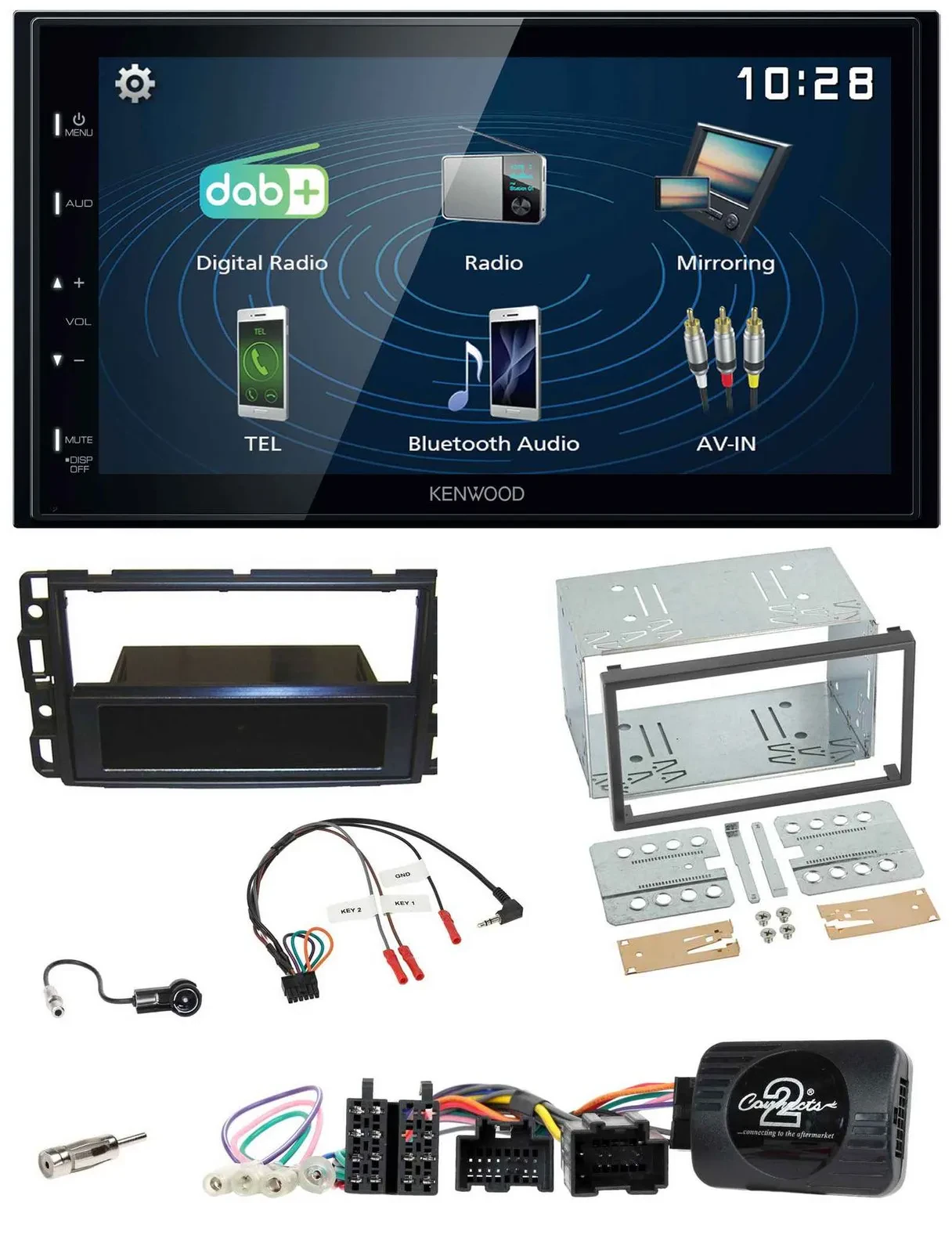 Kenwood 2DIN Bluetooth Lenkrad USB DAB Autoradio für Cadillac BLS YSCF 2006-2010
