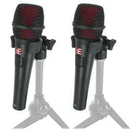 2) Se Electronics V7 PTT Handheld Dynamic Microphones w/Push-To-Talk Switch+Clip