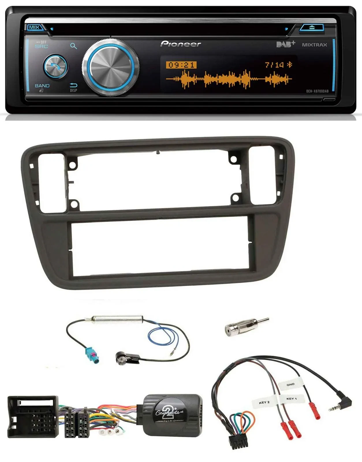 Pioneer Lenkrad DAB USB CD Bluetooth Autoradio für VW Up AA AAN 11-16 schwarz