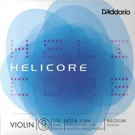 Одиночная струна для скрипки Daddario H314 1/4M Helicore Medium Einzelsaite "G" Violine 1/4