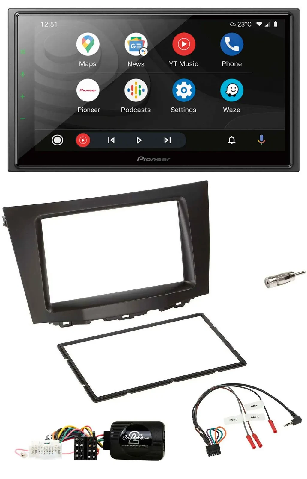 Автомагнитола для Suzuki Kizashi (с 2010) Pioneer 2DIN, USB, DAB, Bluetooth, совместимая с кнопками на руле