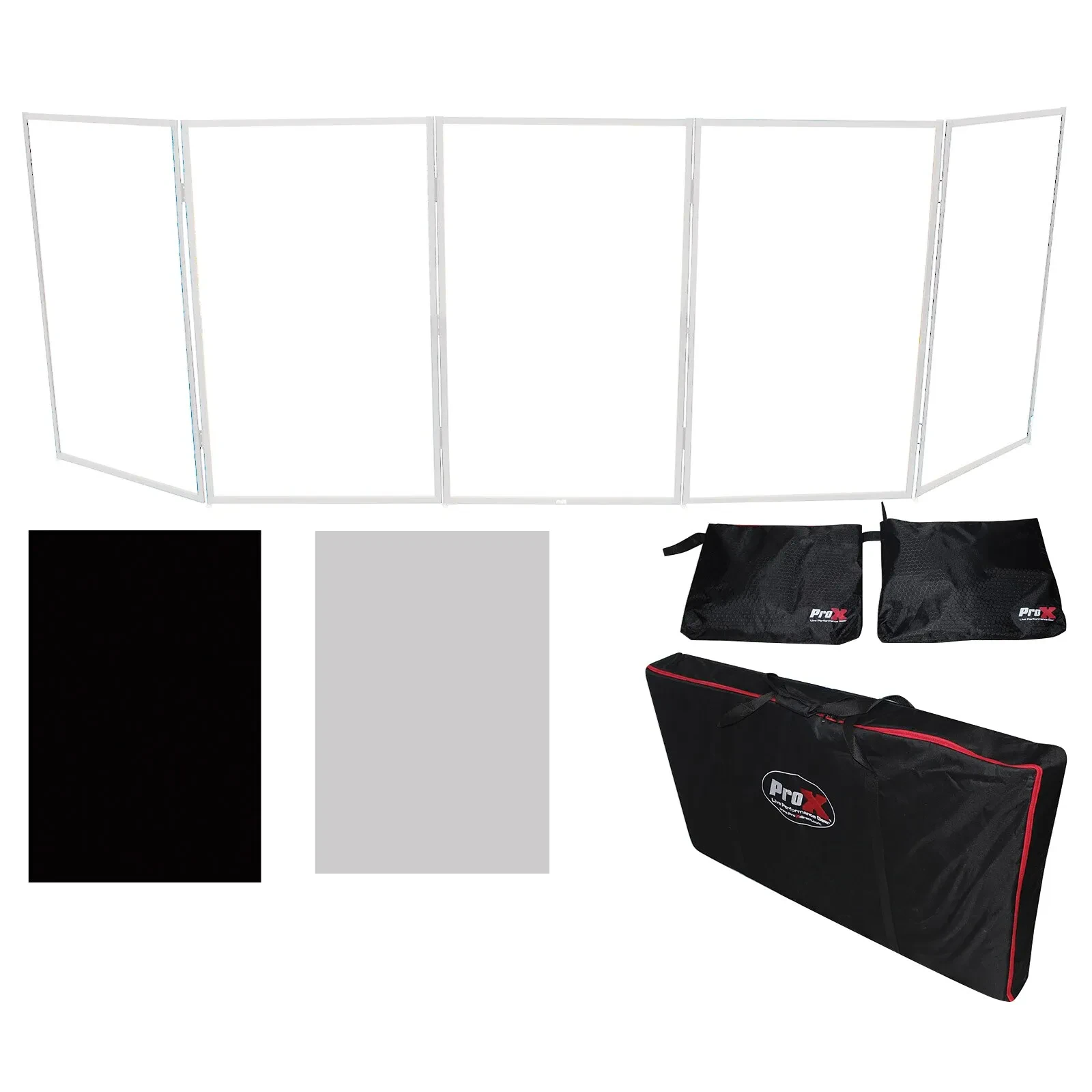 ProX XF-5X3048W White Aluminum 5 Panel Scrim Facade Frontboard Package + Bags...