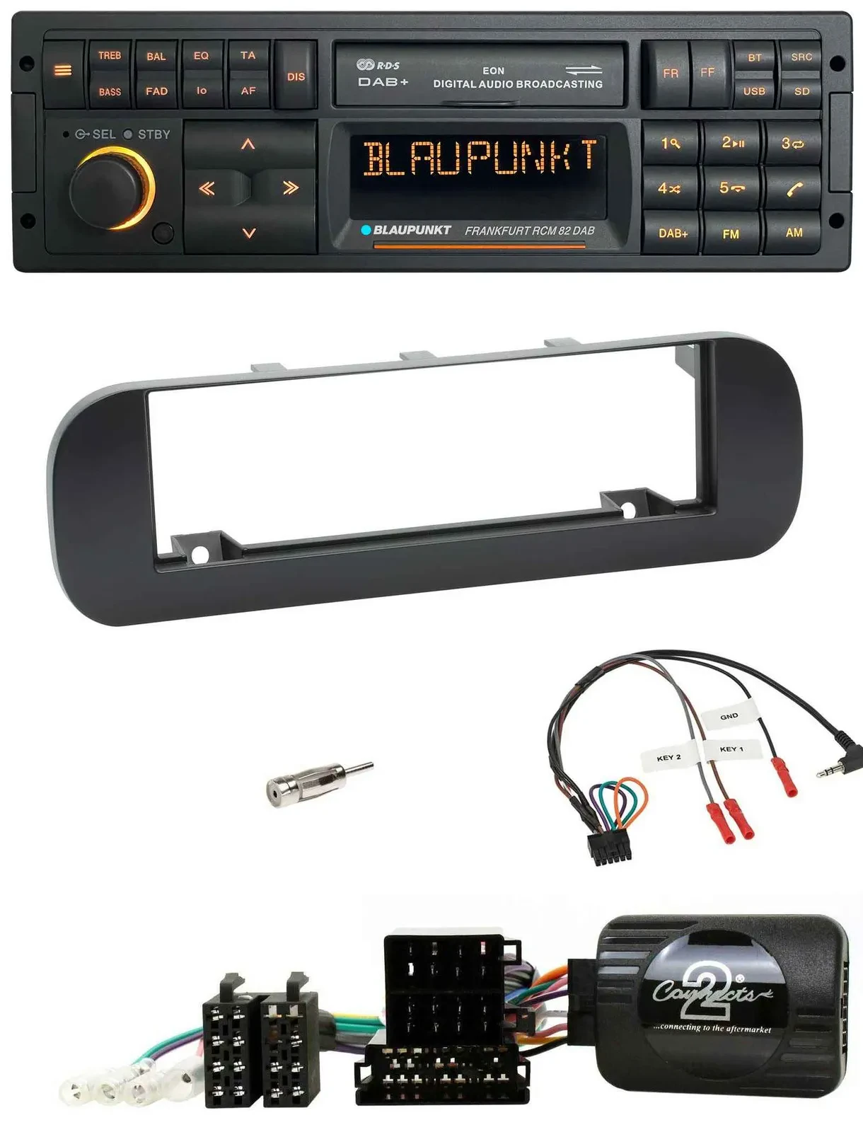 Blaupunkt USB DAB SD Lenkrad Bluetooth Autoradio für Fiat Panda 2012-2020 schwar