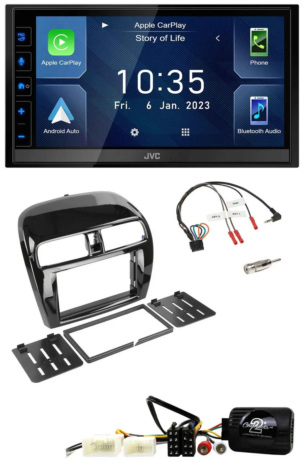 JVC DAB Bluetooth Lenkrad USB 2DIN Autoradio für Mitsubishi Mirage SpaceStar ab