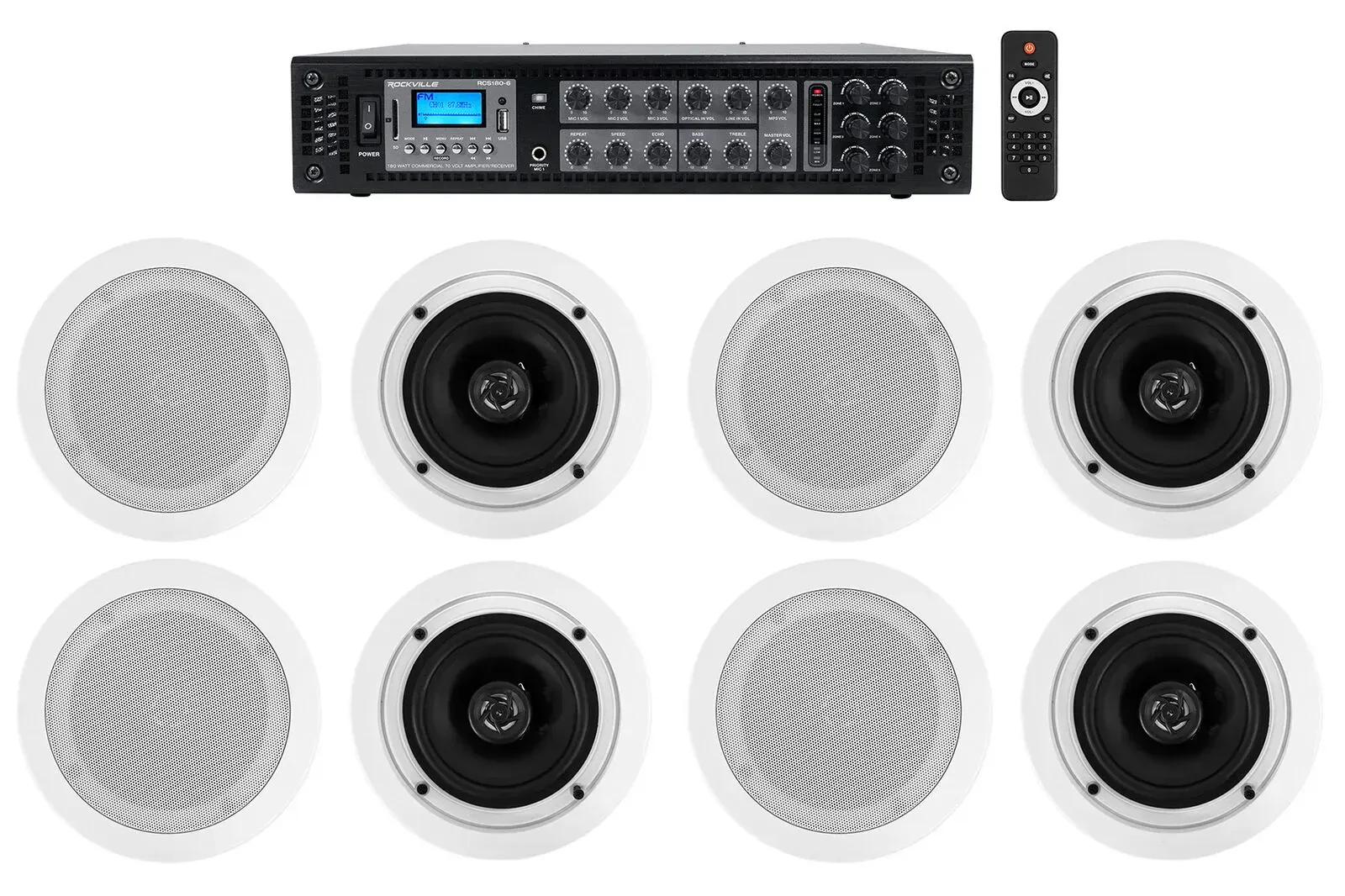 Потолочная акустика Rockville RCS180-6+(4) CC525T WH HOTEL White с усилителем (8 штук)