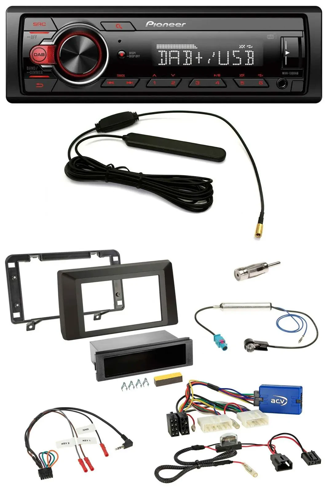 Автомагнитола для Dacia Duster (с 2021) Pioneer 1-DIN, MP3, DAB, USB, поддержка управления с руля