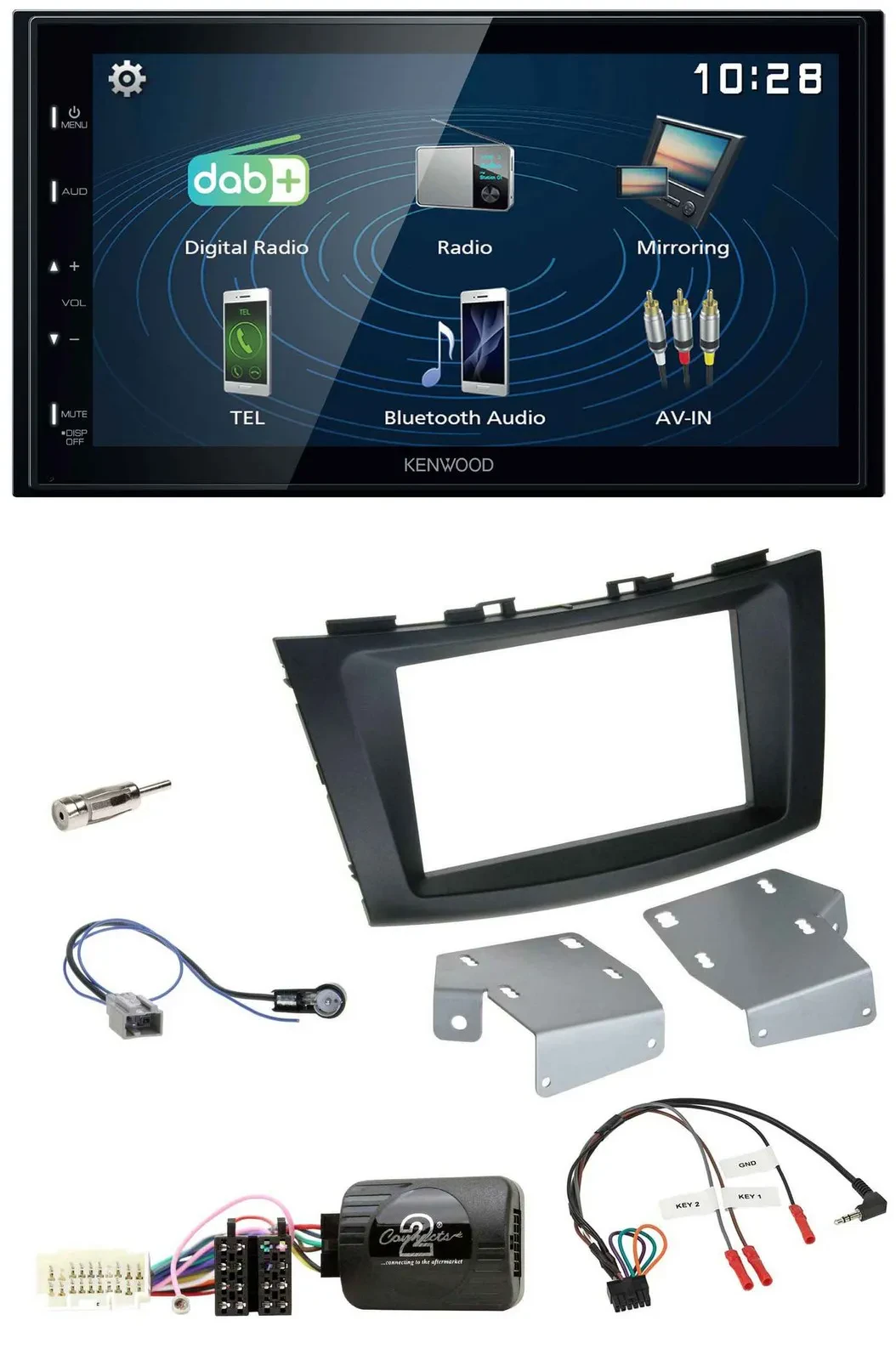 Kenwood 2DIN Bluetooth Lenkrad USB DAB Autoradio für Suzuki Swift ab 2011