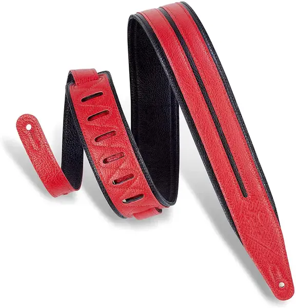 Ремень для гитары Levy's Garment Leather Guitar Strap Red Black Double Racing Stripe