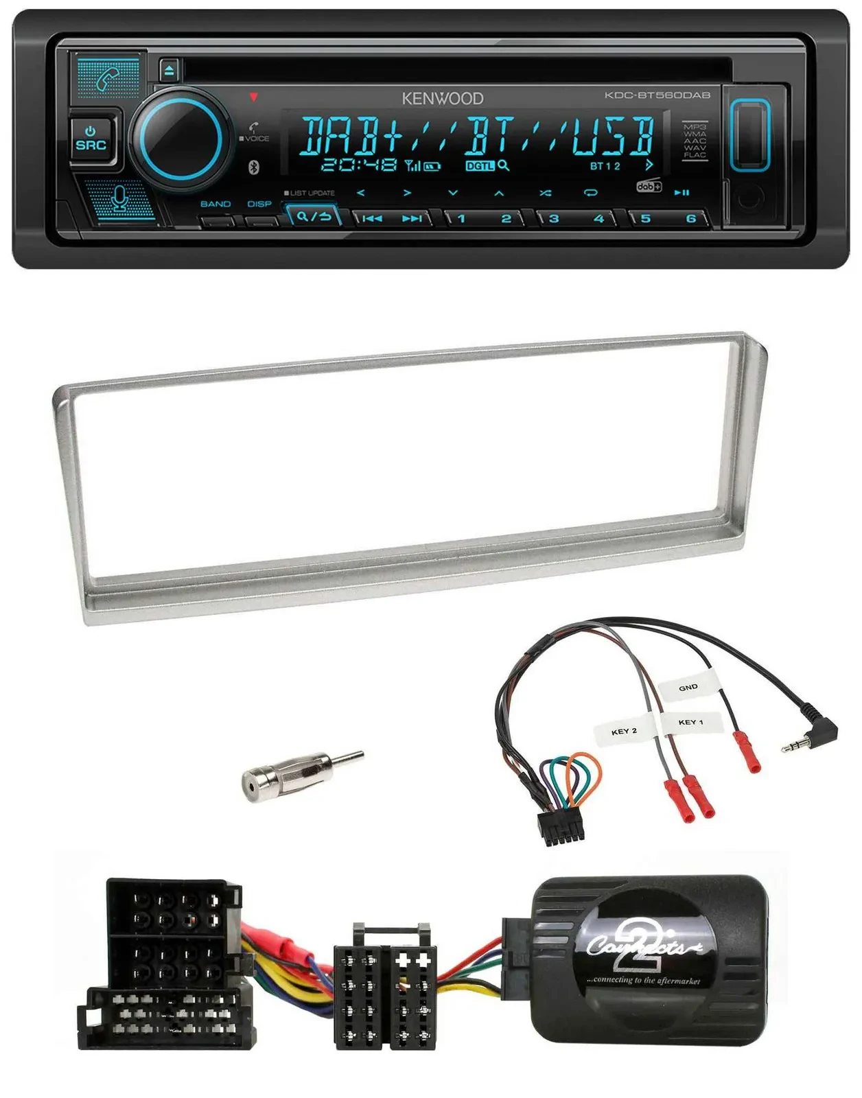 Kenwood Bluetooth DAB CD Lenkrad USB Autoradio für Alfa Romeo 156 2002-2003 silb