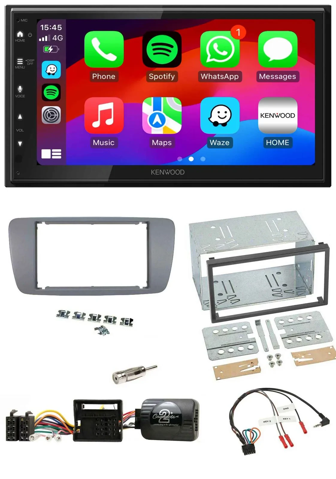 Автомагнитола Kenwood 2 DIN, DAB, Bluetooth, USB, совместима с кнопками на руле, для Seat Ibiza (с 2008)