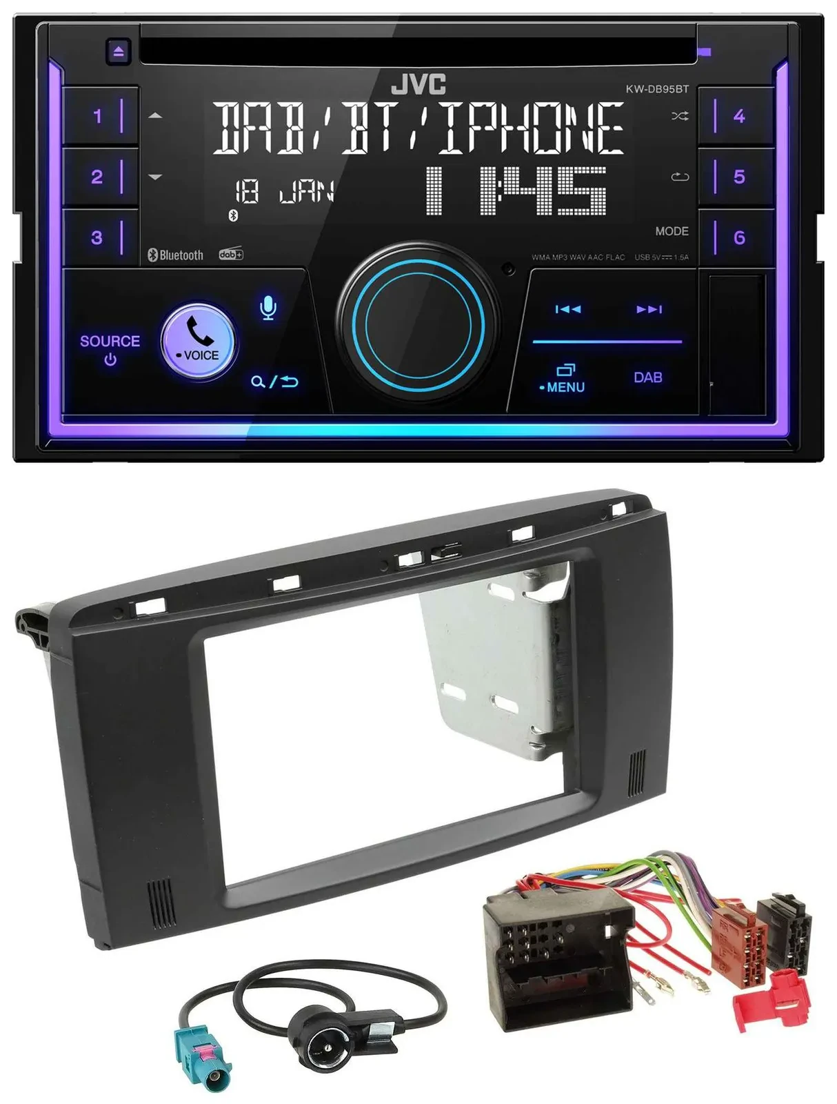 JVC MP3 USB 2DIN DAB Bluetooth CD Autoradio für Mercedes R-Klasse 2006-2012