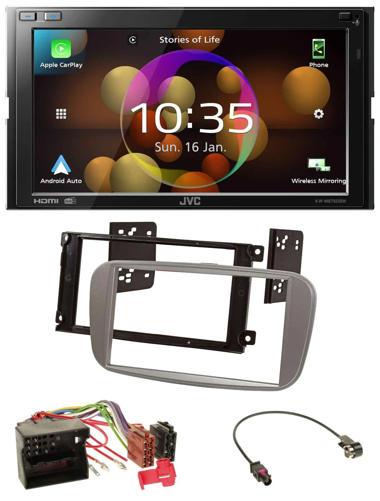 JVC DAB MP3 2DIN Bluetooth USB Autoradio für Ford Focus Galaxy C-Max ab 2007 sil