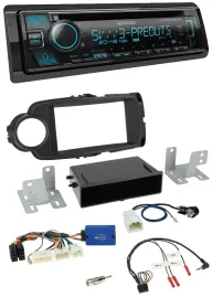 Автомагнитола Kenwood Bluetooth USB CD DAB для Toyota Yaris (с 2014), черный, совместима с кнопками на руле