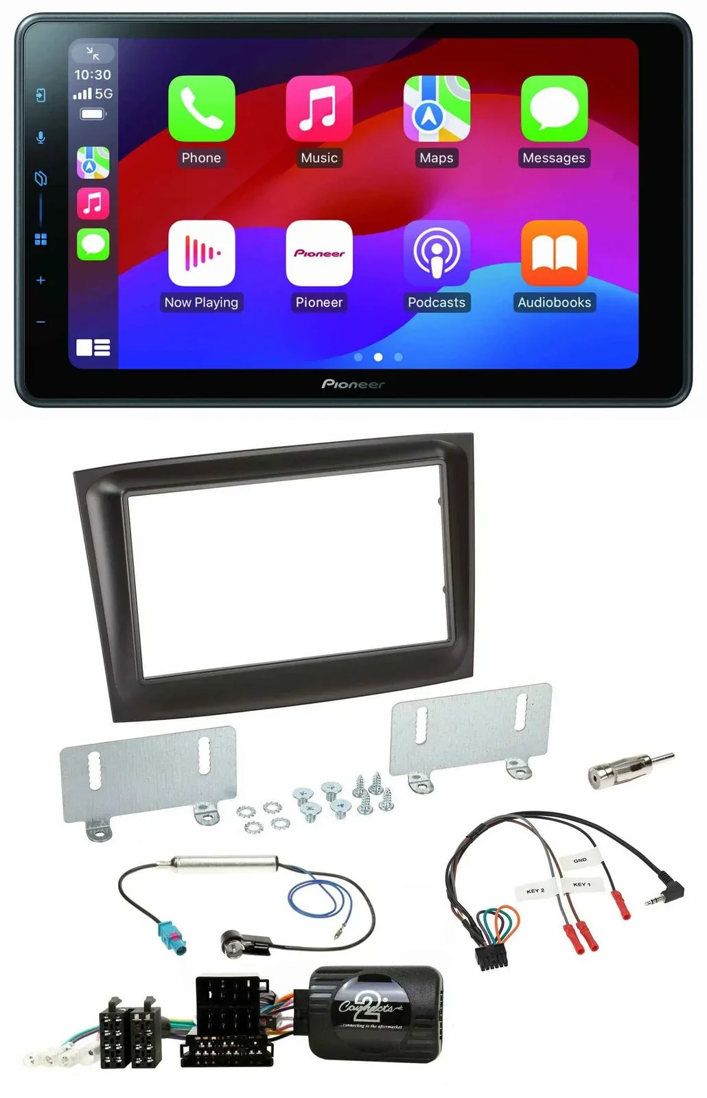 Pioneer Bluetooth 2DIN USB Lenkrad DAB Autoradio für Fiat Doblo ISO Can-Bus ab 1