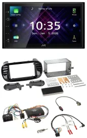 JVC DAB 2DIN Lenkrad Bluetooth USB Autoradio für Fiat 500 2014-2015 schwarz
