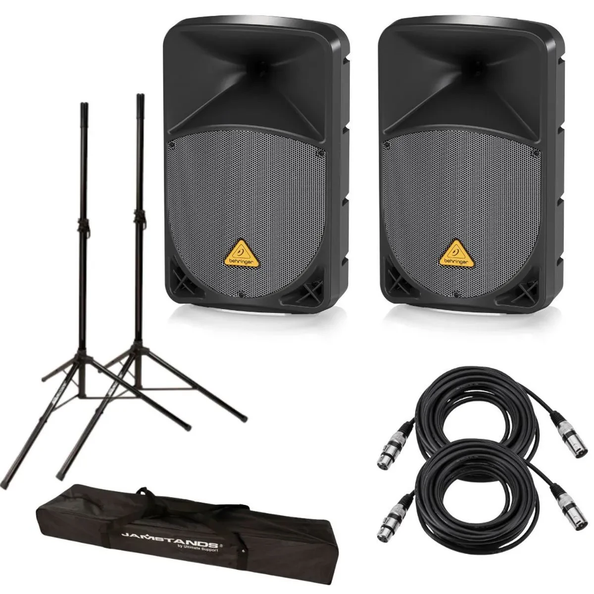 Behringer 2x EUROLIVE B112D HP 2-Way 12" PA Speaker System W/2 Cables / 2 Stands
