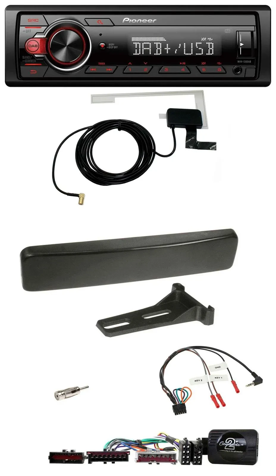 Pioneer 1DIN MP3 DAB USB Lenkrad Autoradio für Ford Focus Mondeo schwarz