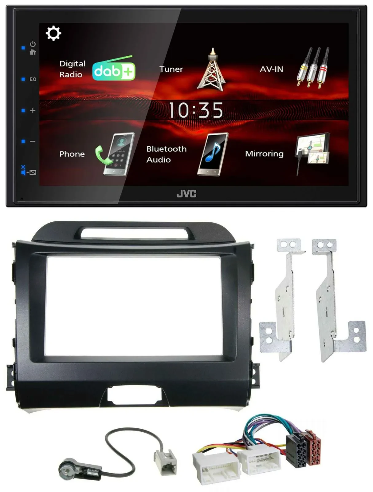 JVC USB Bluetooth MP3 DAB 2DIN Autoradio für Kia Sportage 3 10-15 SL schwarz