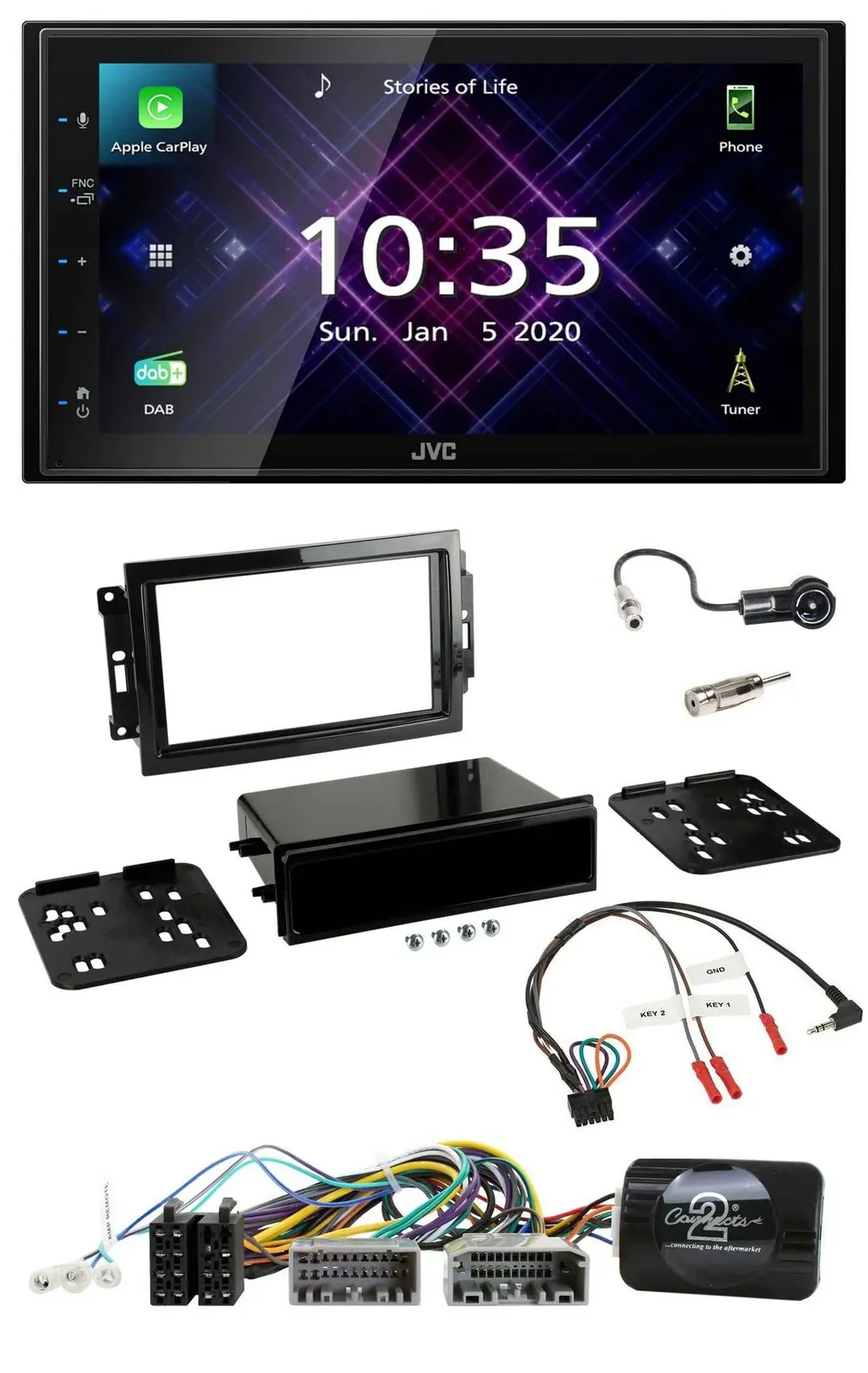JVC DAB 2DIN Lenkrad Bluetooth USB Autoradio für Dodge Jeep