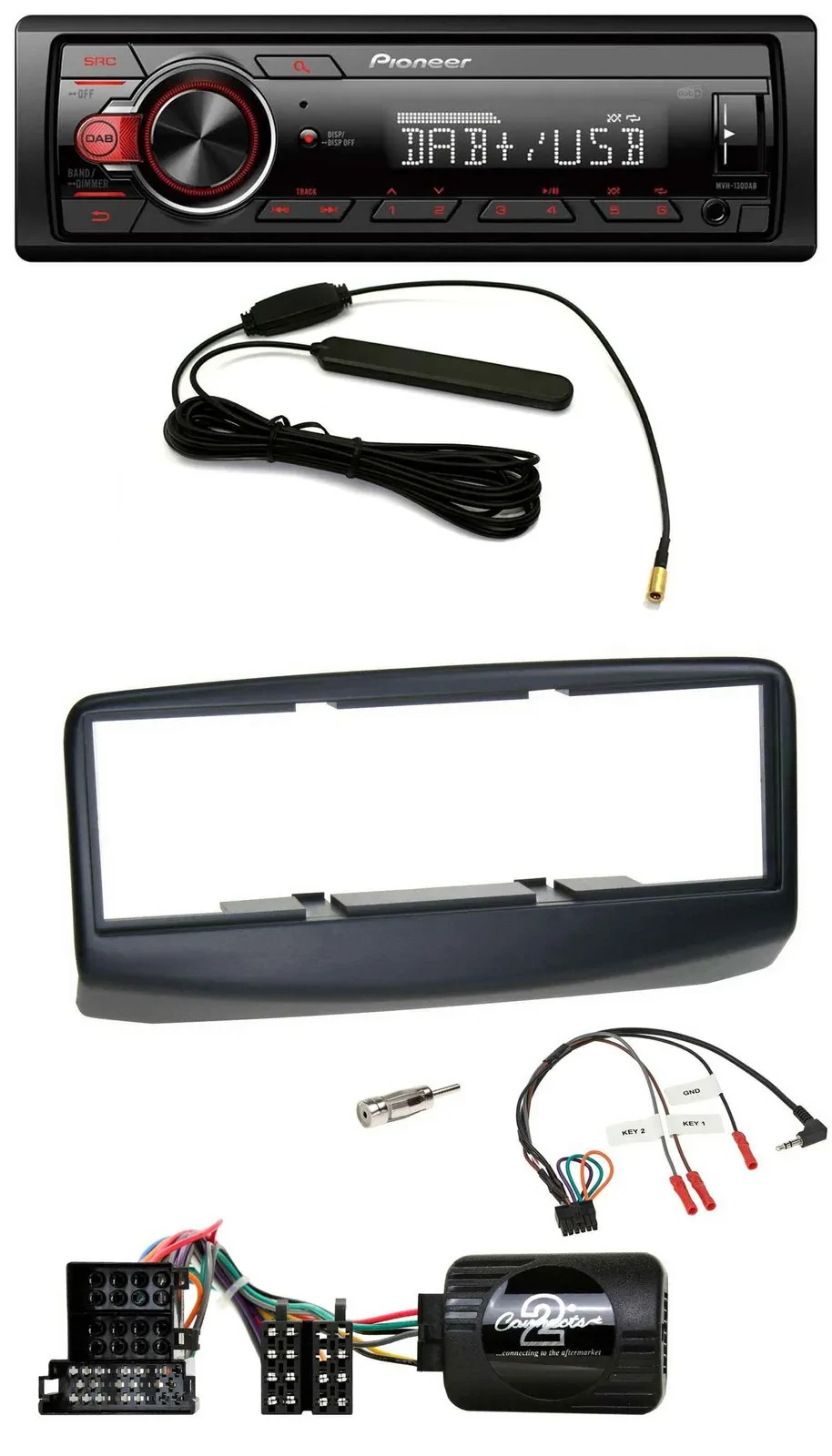 Автомагнитола Pioneer 1DIN, DAB, USB, для Fiat Multipla 2006–2010, совместимая с кнопками на руле