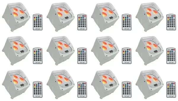 (12) Rockville WET PAR 50 White Waterproof Battery Lights+Wireless DMX+RF Remote