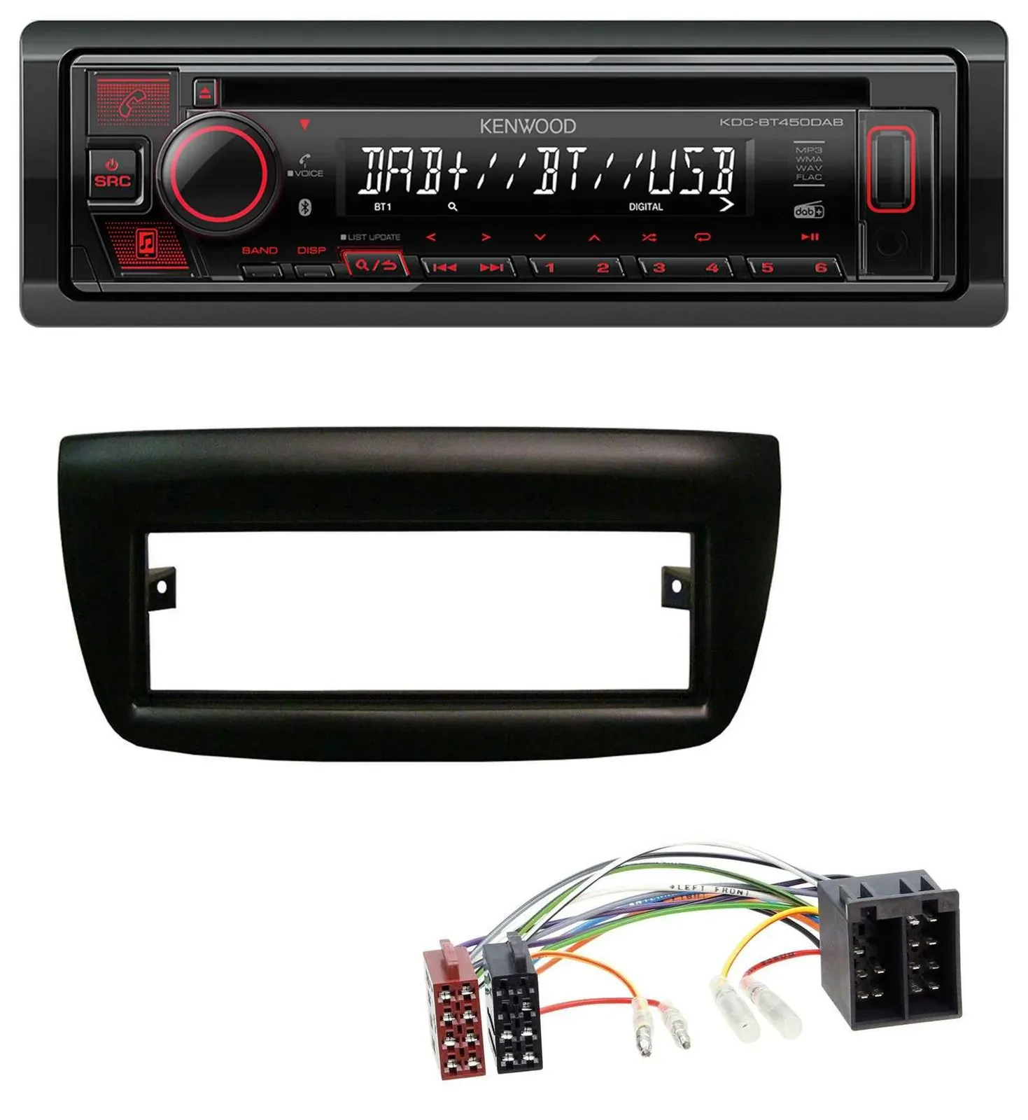 Автомагнитола Kenwood CD/USB/Bluetooth/DAB для Fiat Doblo (2012–2015), Opel Combo (2010–2015)