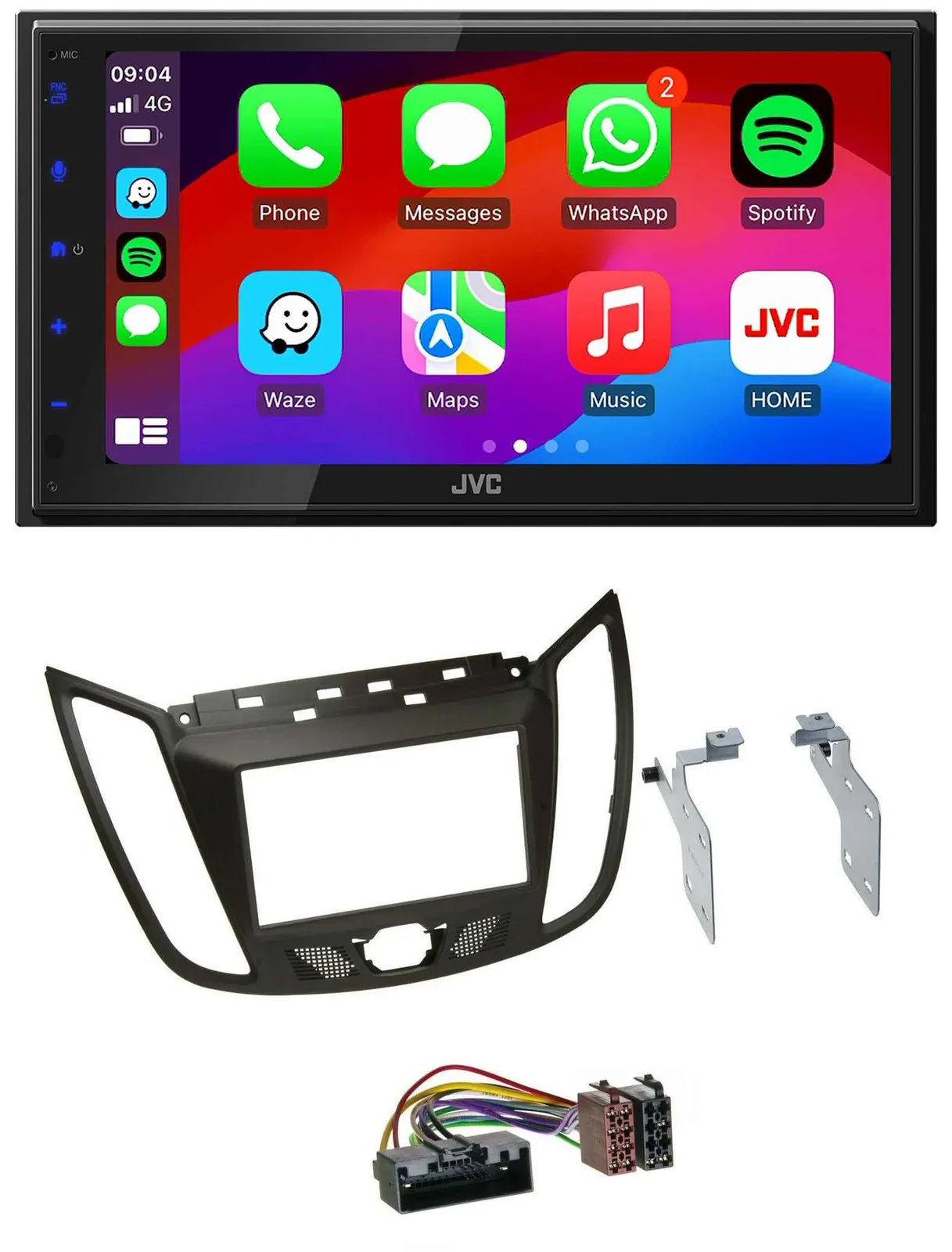 JVC Bluetooth USB MP3 2DIN DAB Autoradio für Ford C-Max (ab 10) braun