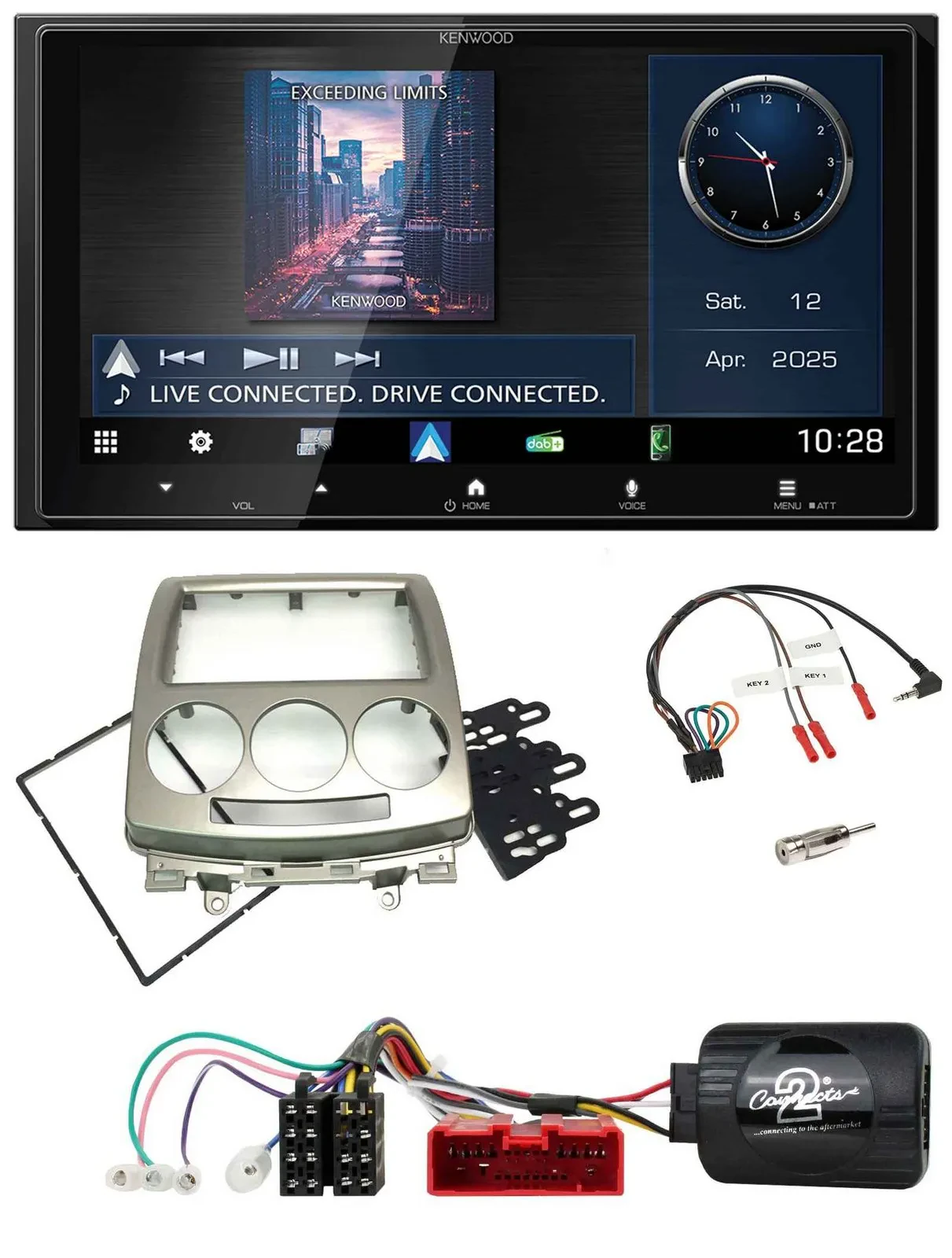 Kenwood Bluetooth 2DIN USB DAB Lenkrad Autoradio für Mazda 5 CR 2005-2010 silber