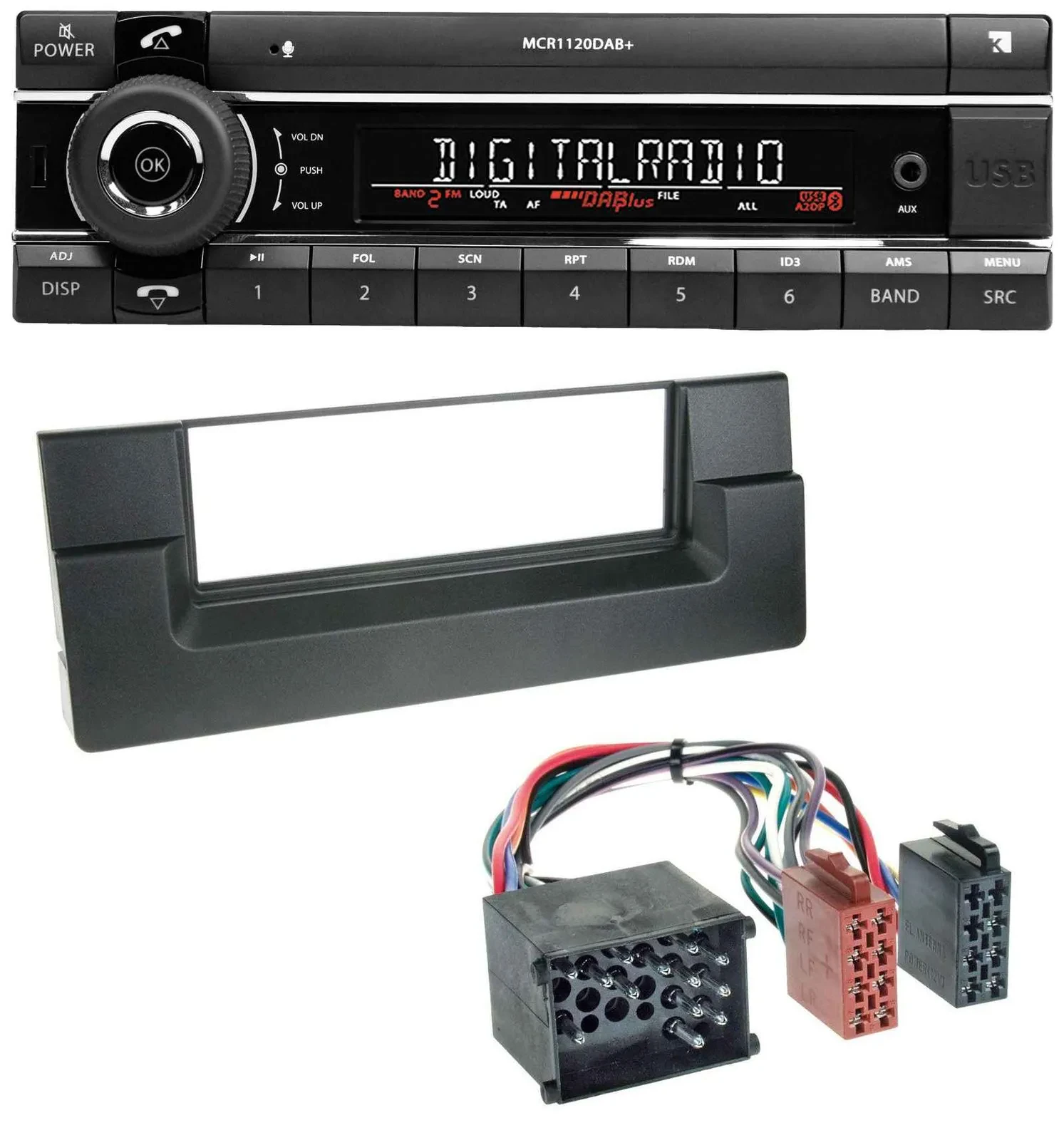 Kienzle Bluetooth MP3 USB DAB Autoradio für BMW 5er (E39) X5 (E53) Rundpin