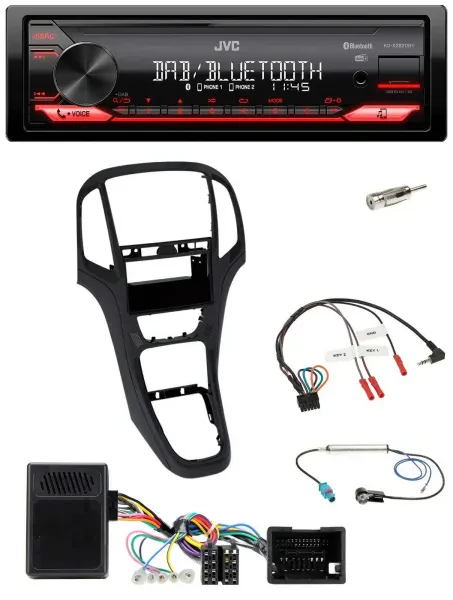 JVC Bluetooth USB DAB Lenkrad Autoradio für Opel Astra J 2009-2016 Perl schwarz