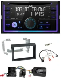 JVC Lenkrad USB 2DIN DAB Bluetooth CD Autoradio für Citroen Peugeot Fiat schwarz