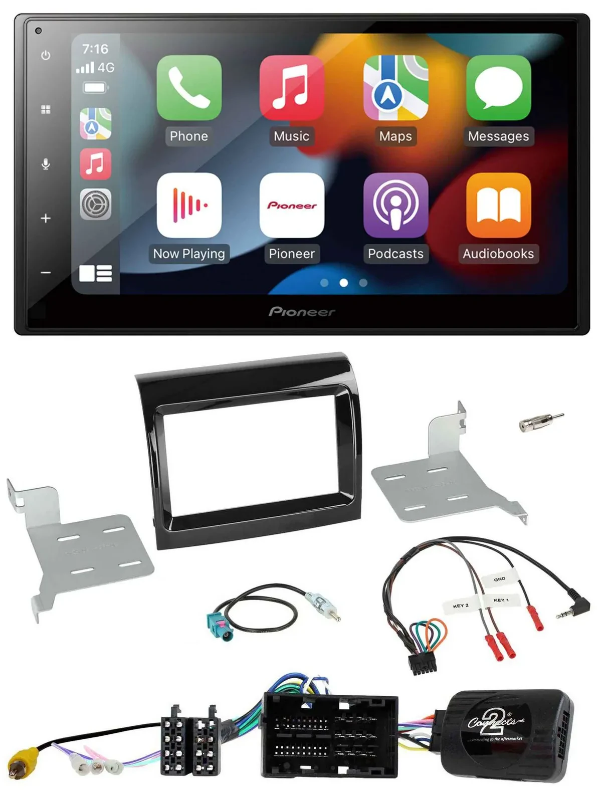 Автомагнитола Pioneer 2 DIN DAB, Bluetooth, USB, совместимая с кнопками на руле, для Citroen/Fiat/Peugeot