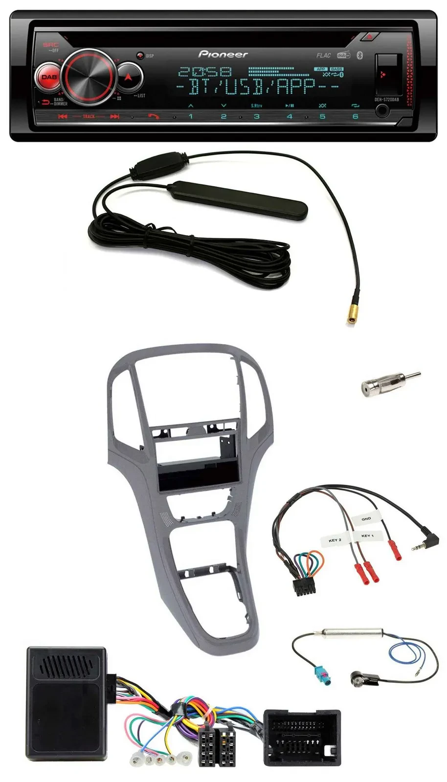 Автомагнитола Pioneer DAB, USB, Bluetooth, CD для Opel Astra J (с 2009), титановый серый