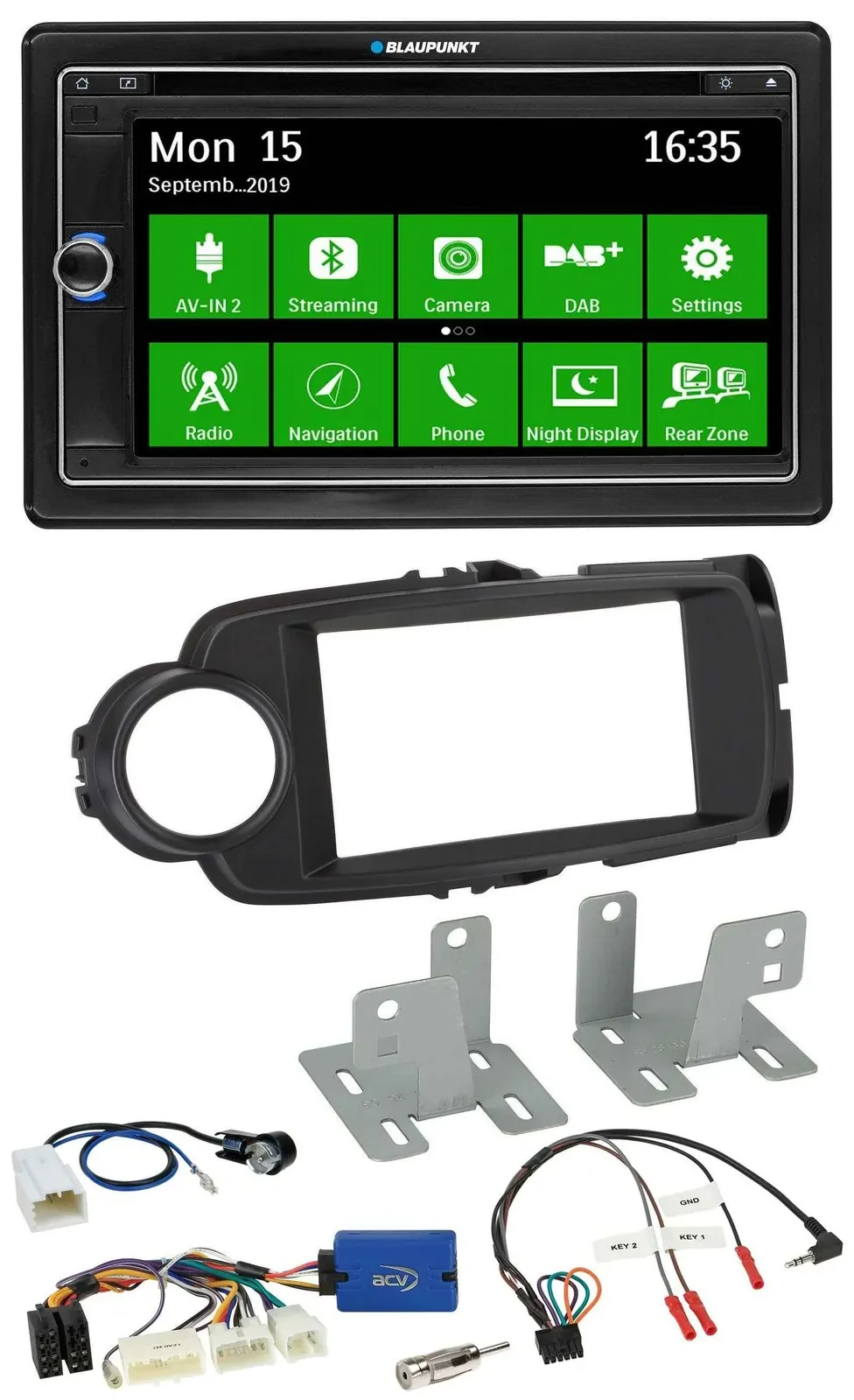 Blaupunkt Bluetooth 2DIN Lenkrad DAB USB TMC Navigation für Toyota Yaris ab 2014