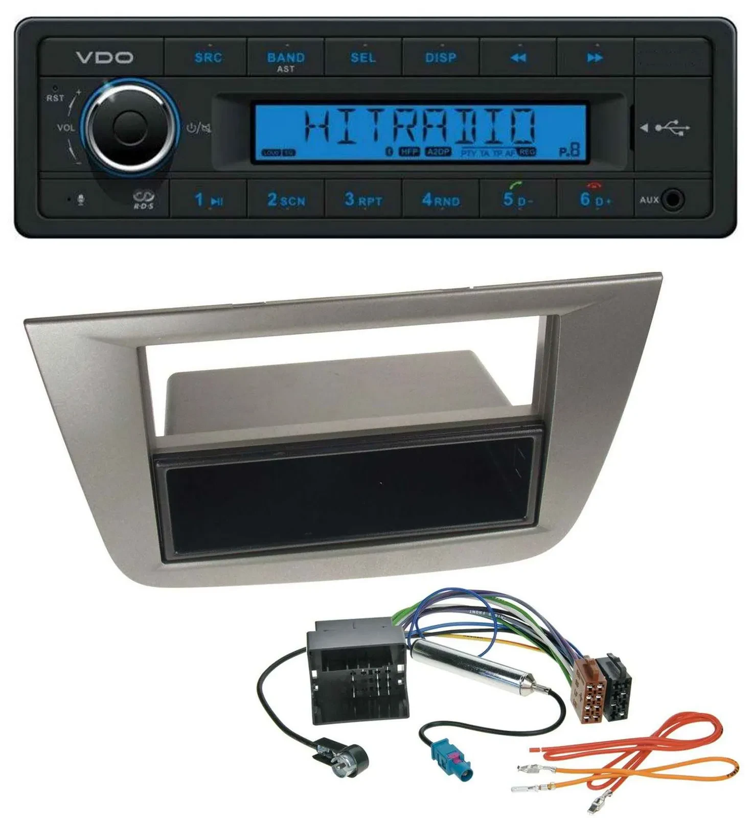VDO AUX Bluetooth USB MP3 Autoradio für Seat Altea Toledo ab 05 Anthrazit-metall