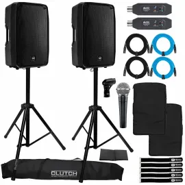 RCF HDM 45-A Active Powered 15" DJ PA Speaker Monitors HD45A w Covers & Stands