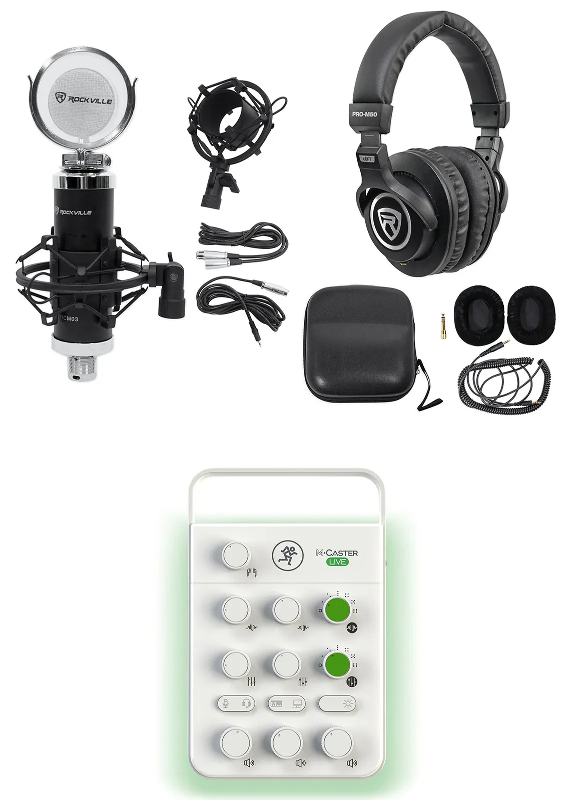 Комплект для подкастов Mackie M Caster Live White+PRO-M50+RCM03