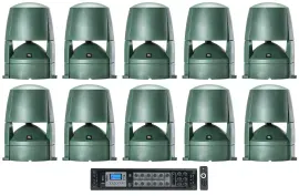 (10) JBL CONTROL 88M 8" Commercial 70v Outdoor Landscape Speakers + Amplifier