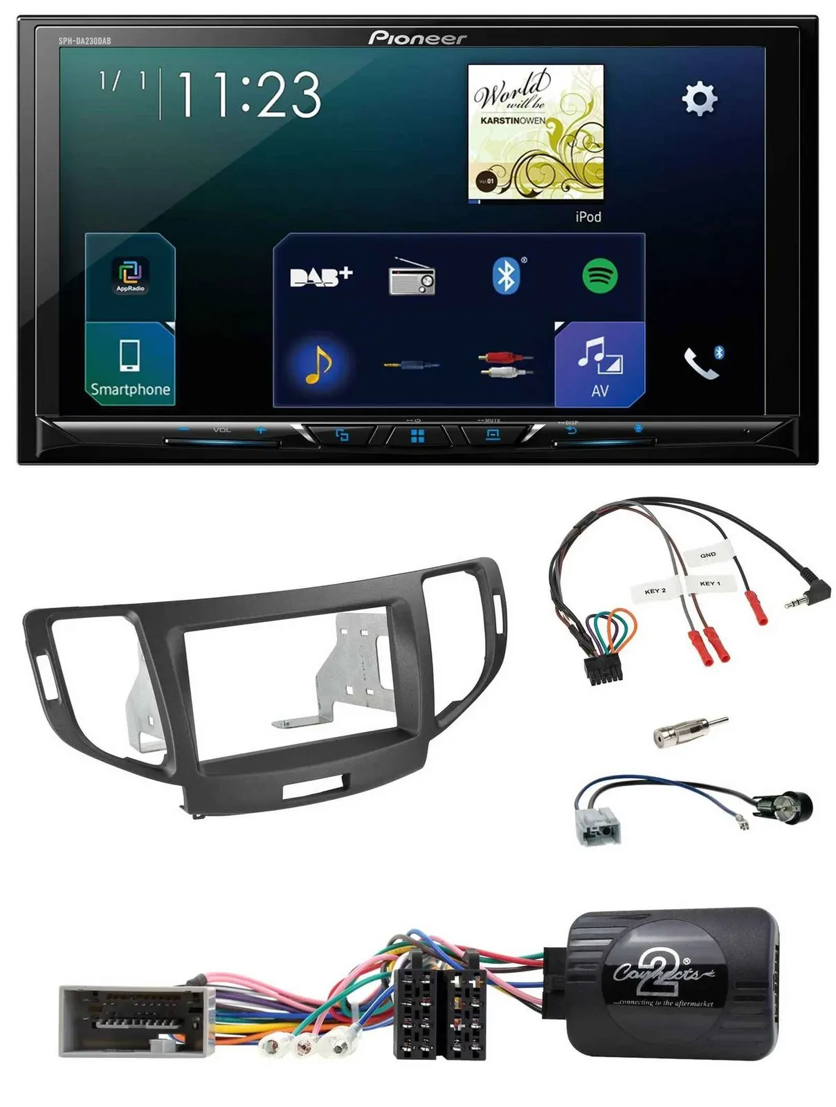 Автомагнитола Pioneer 2 DIN, Bluetooth, USB, DAB, для Honda Accord 2008–2015, антрацитовый