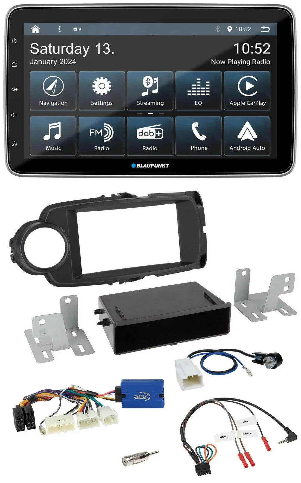 Blaupunkt USB DAB SD Lenkrad Bluetooth Autoradio für Toyota Yaris ab 2014 schwar