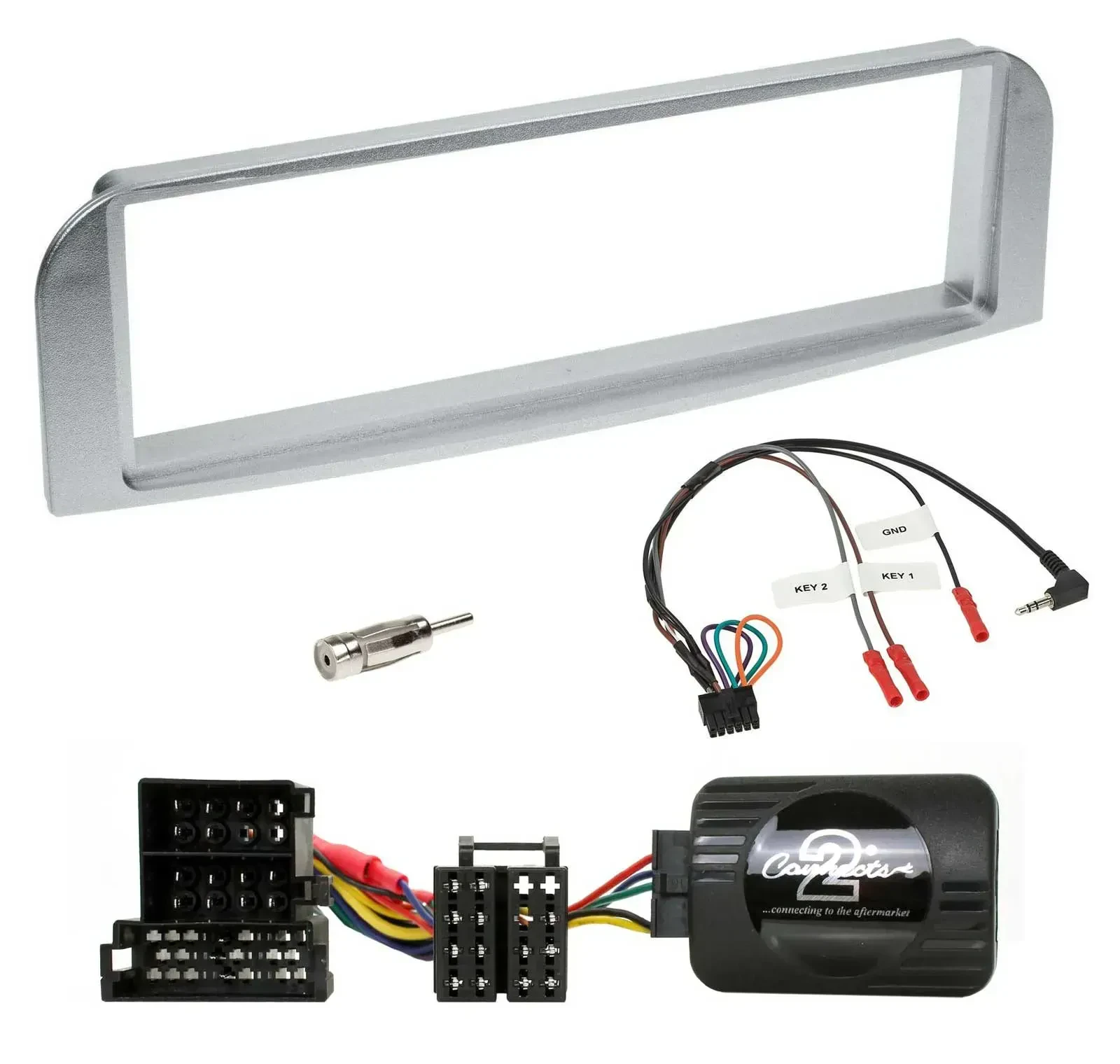 Einbauset Lenkradadapter DIN Autoradio für Alfa 147 GT silbergrau