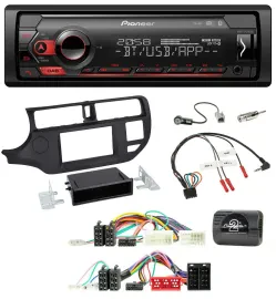 Автомагнитола Pioneer USB DAB Bluetooth для Kia Rio UB (2011–2015), черный, поддержка кнопок на руле